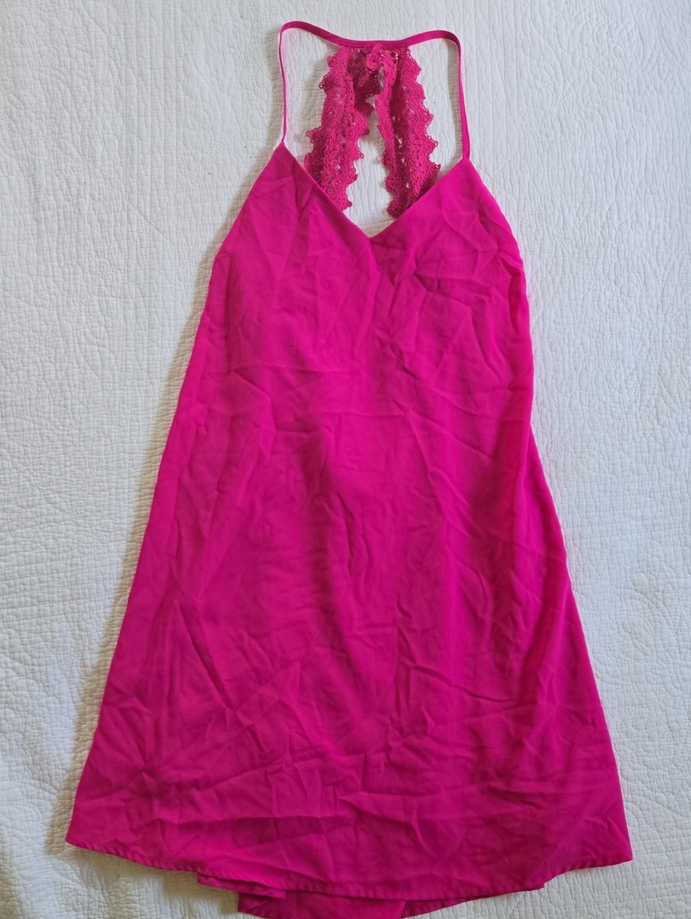 Love Riche Fuchsia Lace-Trim Slip